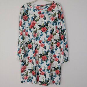 Tommy Bahama Womens Pajama Sleep Dress Size L Tropical Floral Print Resort